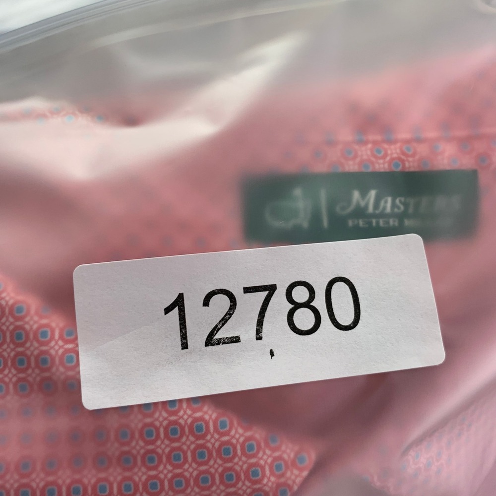 MASTERS Peter Millar Polo Men 2XL Pink Polka Dot Performance Stretch Preppy